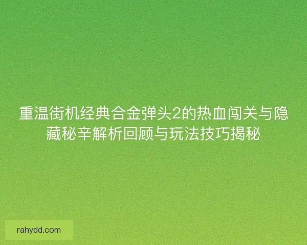 重温街机经典合金弹头2的热血闯关与隐藏秘辛解析回顾与玩法技巧揭秘